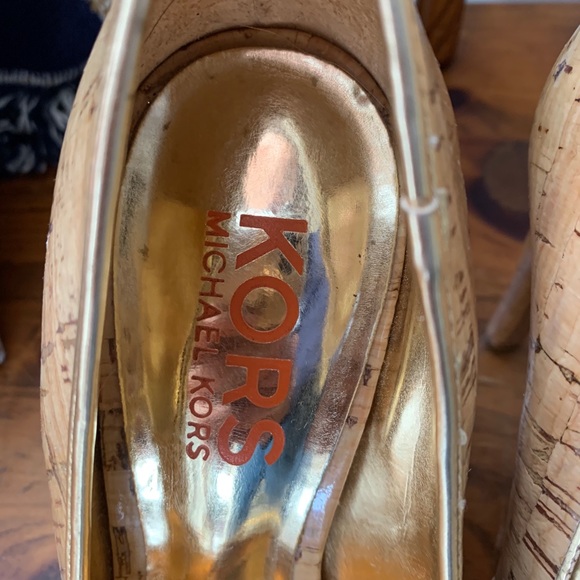 Cork Peep-Toe Platform Pumps - Picture 6 of 6